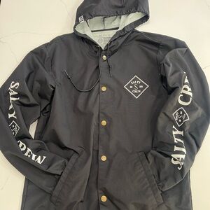 SALTY CREW TIPPET SNAP WATERPROOF JACKET with HOOD - BLACK MEN's Size MEDIUM